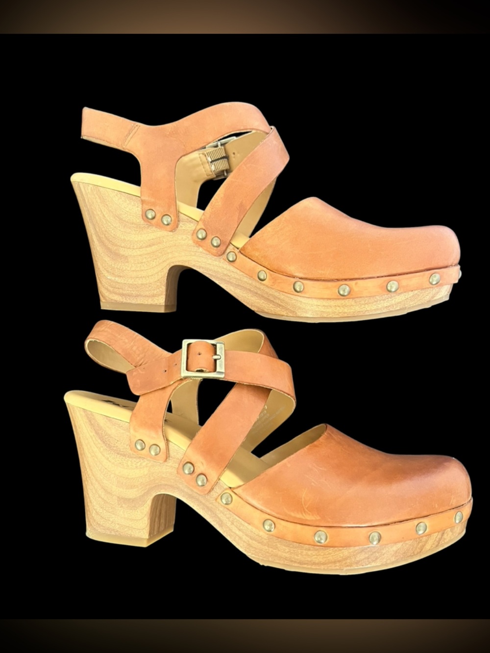KORKS 'Abloom' Women's
Platform Slingback Leather Riveted
Clog: Size 9.5 - Picture 4 of 16